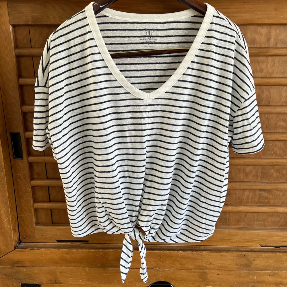 Never worn - Gap blue and white striped shirt with built in tie